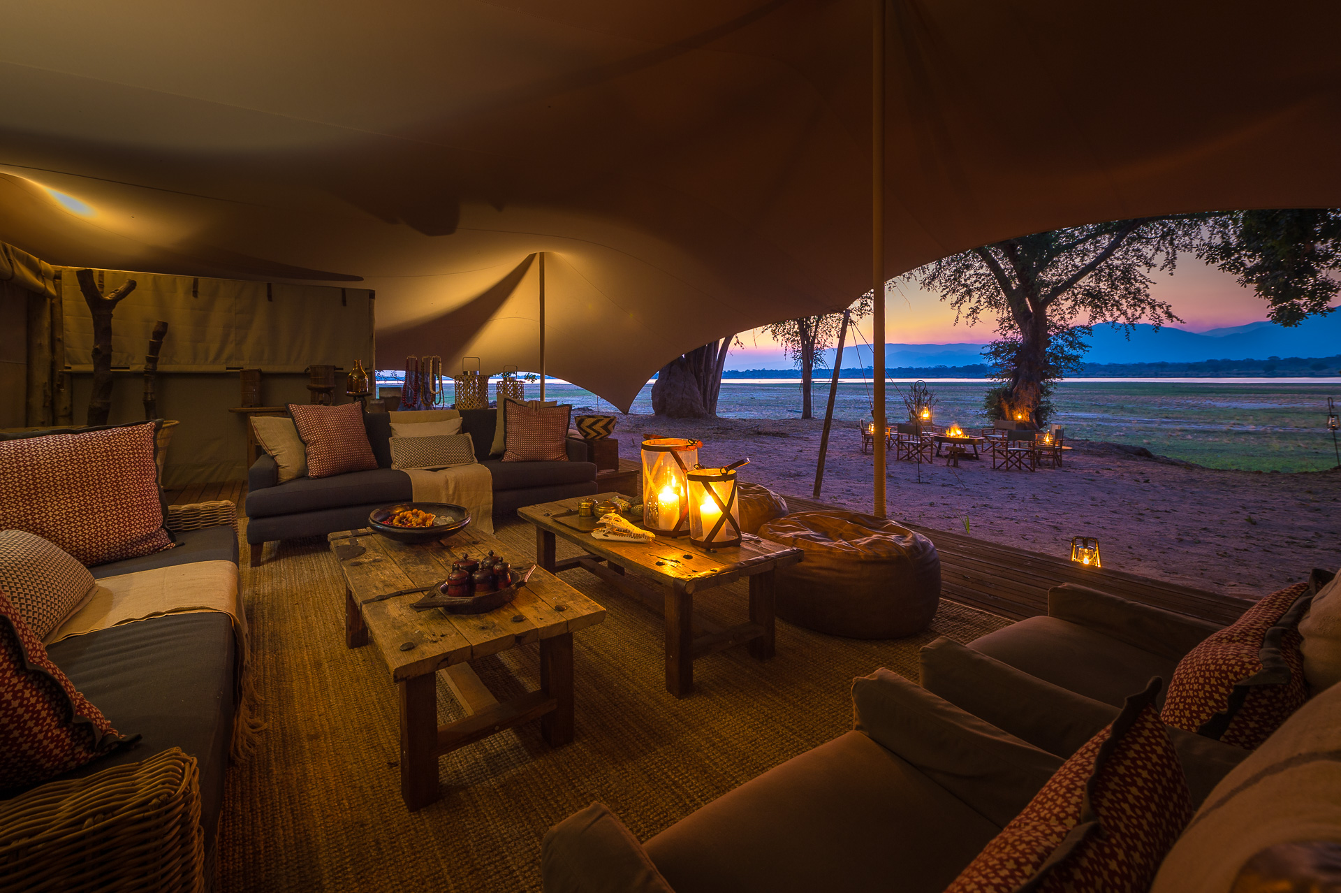 Little Ruckomechi Mana Pools Zimbabwe Tented Views at Sunset