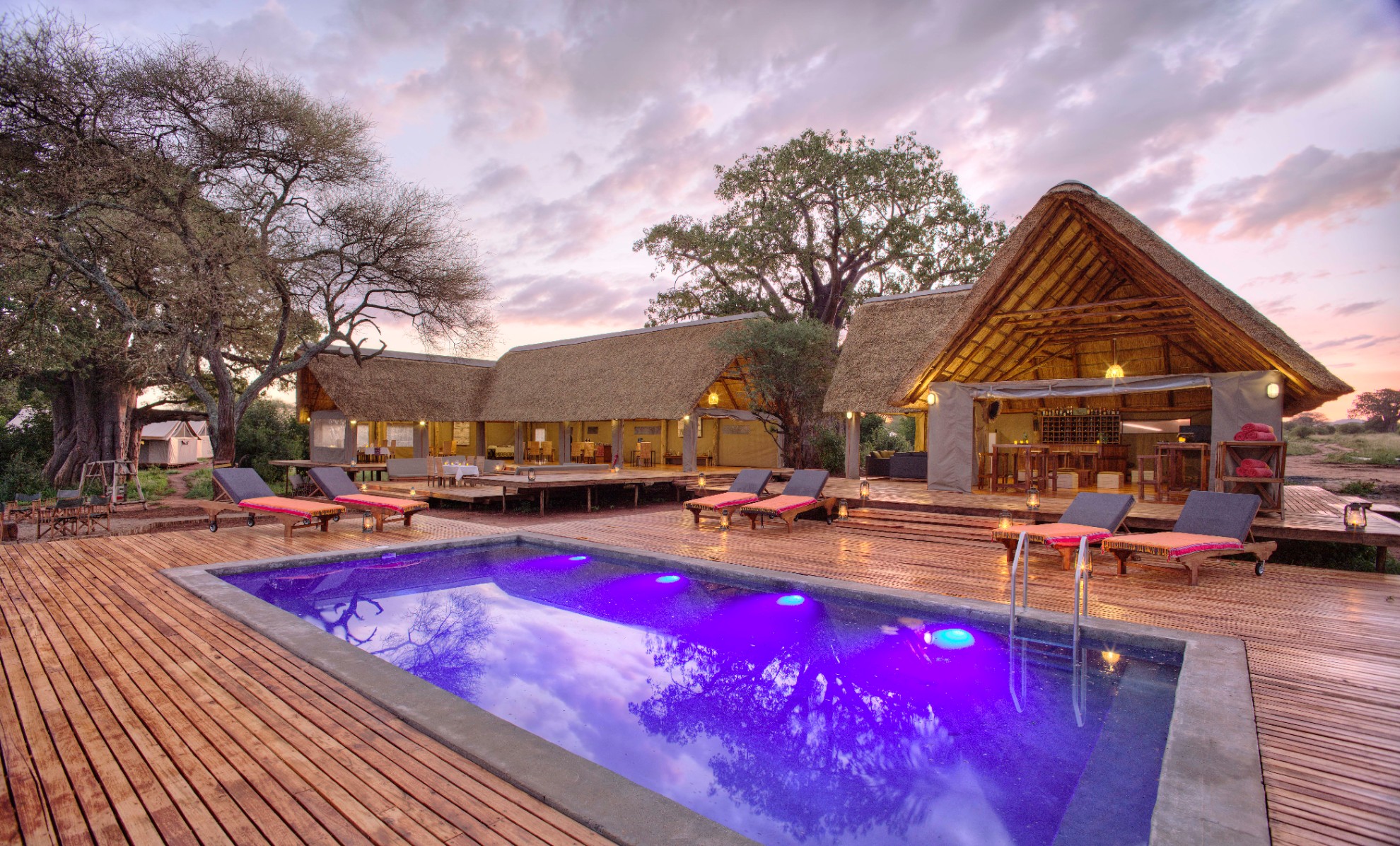 Tarangire Ndovu Tented Lodge Pool at Dusk