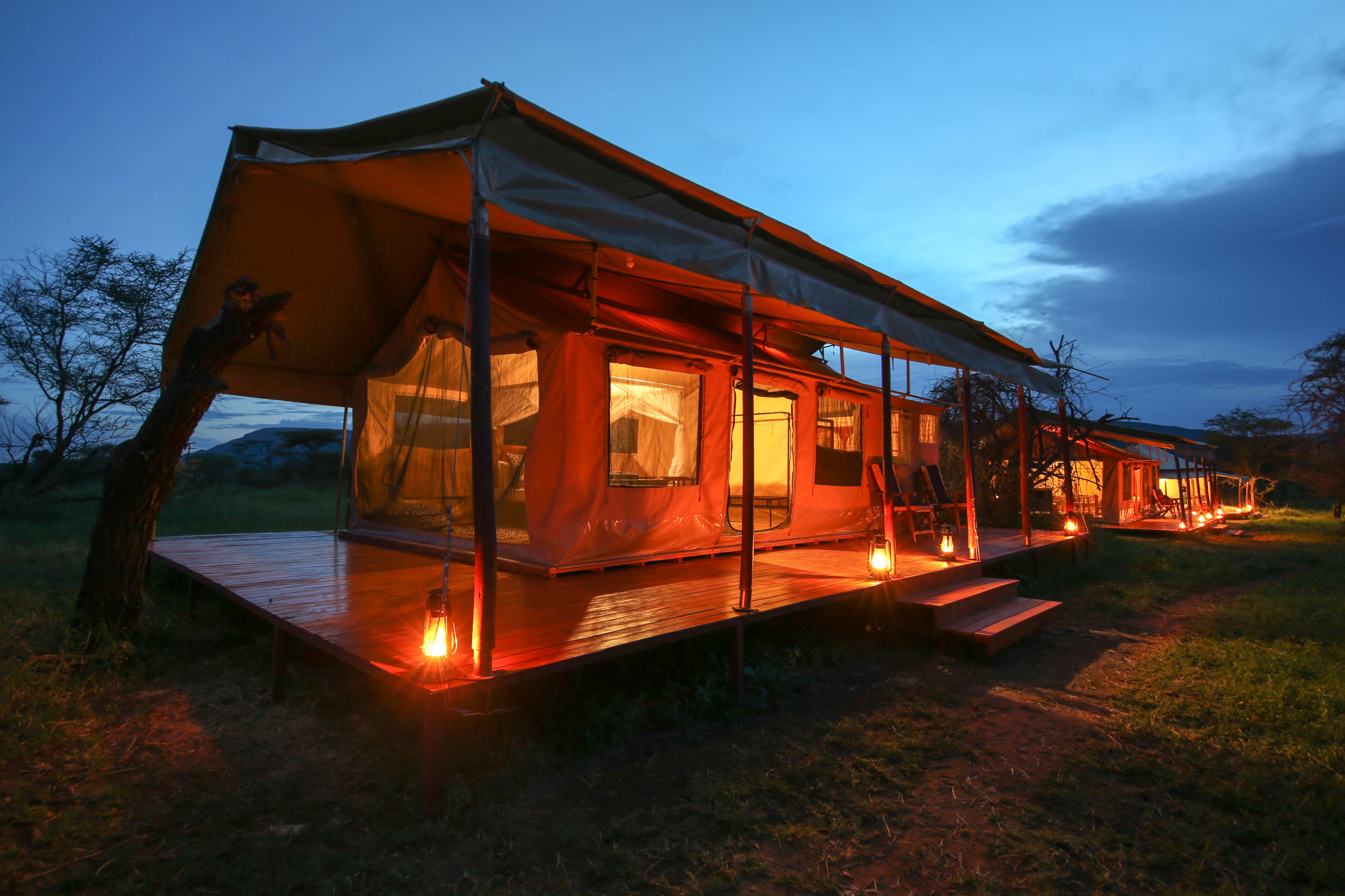 Acacia Central Camp at night
