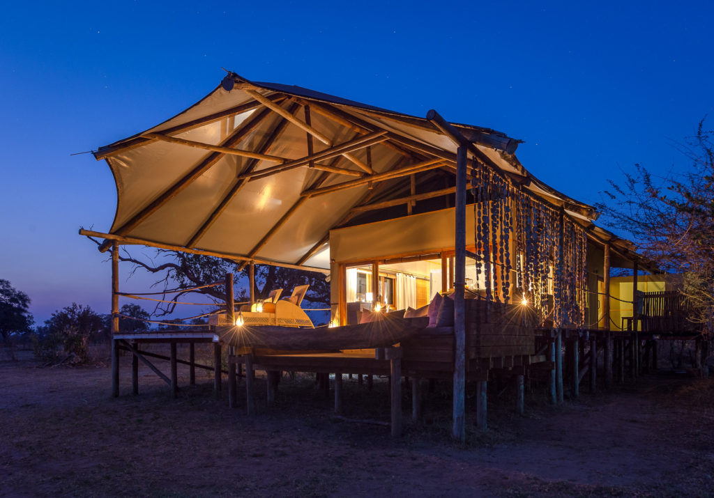 Zambia - Livingstone - 1564 - Toka Leya Camp veranda at night
