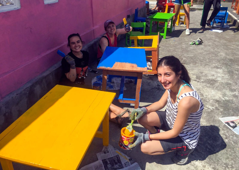 Painting Desks for Bali School Project