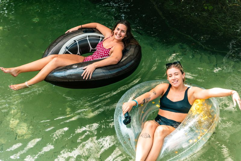 Two young females tubing in Australia